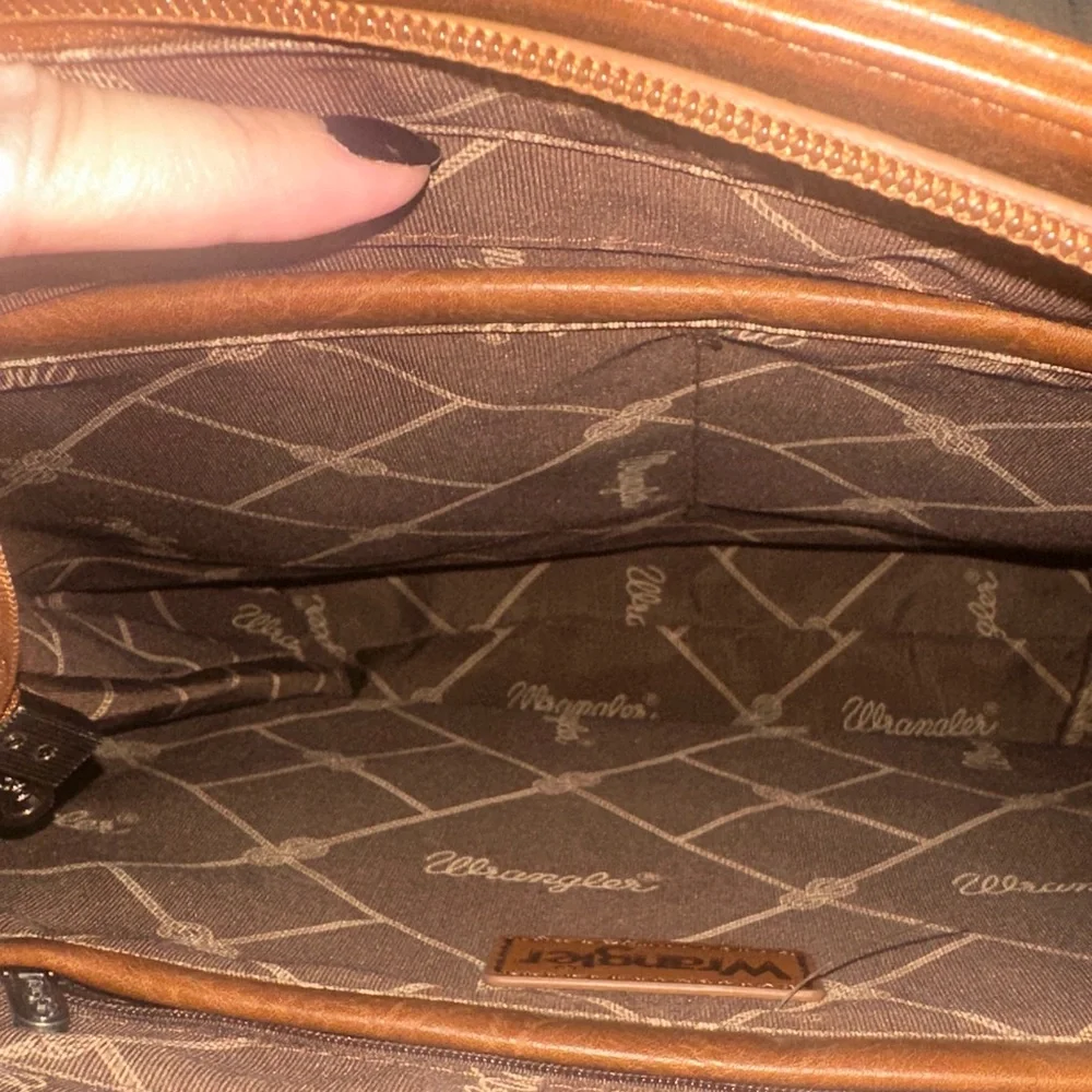 Wrangler Cowboy Print Tan and Brown Messenger Bag